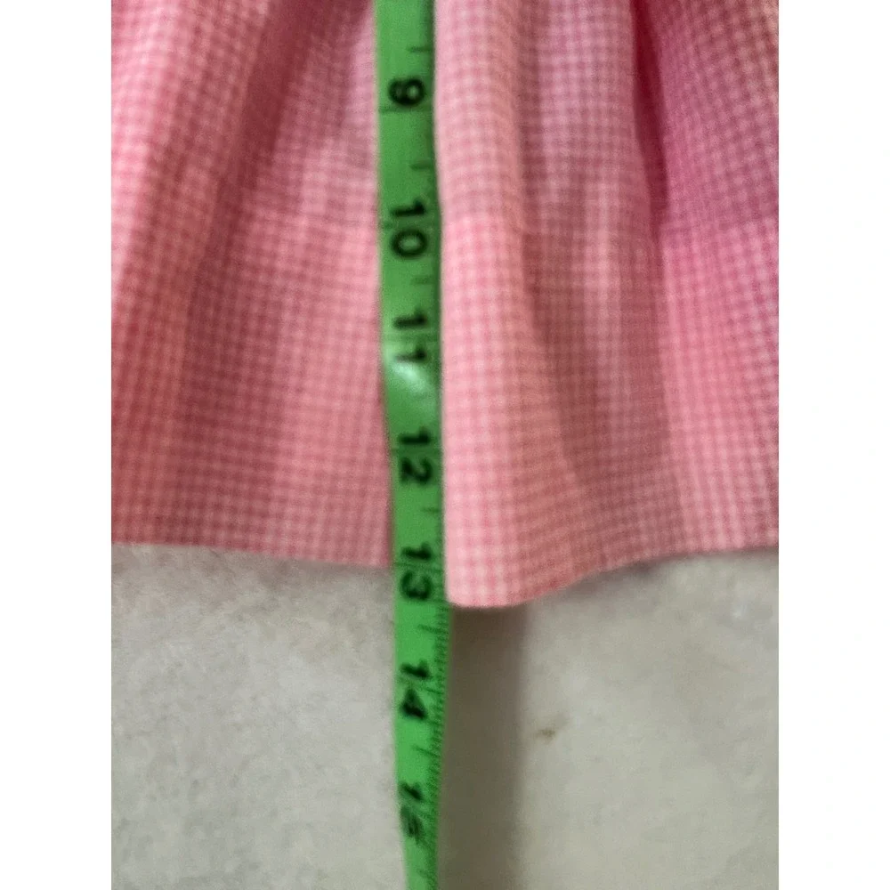 The Smockery Smocked Dress Pink Gingham Vintage Peter Pan Collar Size M